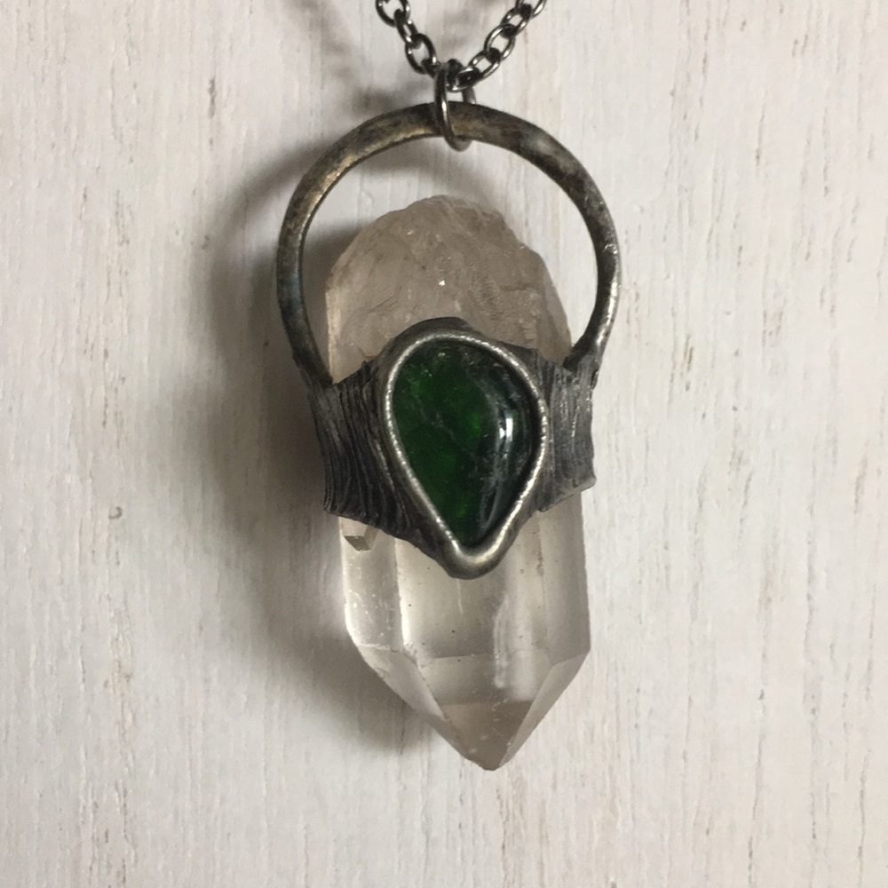 "Rhiannon" Quartz & Chrome Diopside Necklace